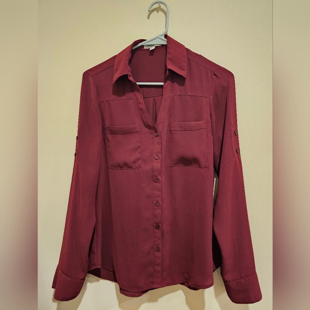 Express Portofino Slim Fit Burgundy Women's Top